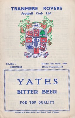 Tranmere Rovers v Brentford Match Programme 1963-03-04